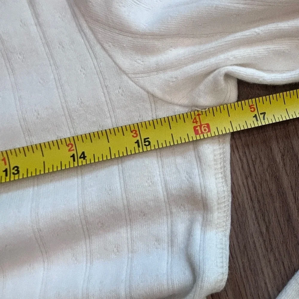 Free People Long Sleeve White Ribbed Henley Medium